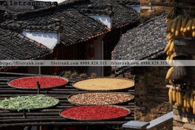 File tranh gốc buc tranh phong canh nong thon 177 (bản quyền) file PSD