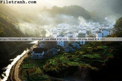 Download file gốc buc tranh phong canh nong thon 248 (in lụa) tranh 3D