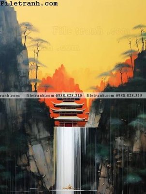 File gốc buc tranh phong canh tan co dien 160 (in lụa) hoa văn cổ điển