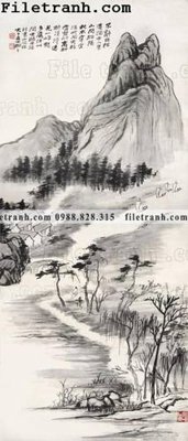 File gốc buc tranh phong canh ve hoa va chim 150 (in tráng gương) nghệ thuật