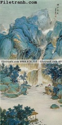 File gốc in ấn buc tranh phong canh ve hoa va chim 170 chuẩn màu CMYK