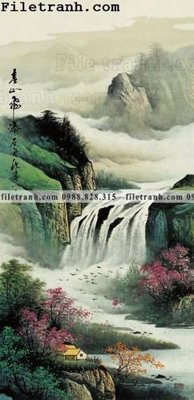 File in trần buc tranh phong canh ve hoa va chim 180 (file gốc) hoa văn 3D