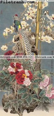 Tải file buc tranh phong canh ve hoa va chim 198 (PSD) cho in tranh kính