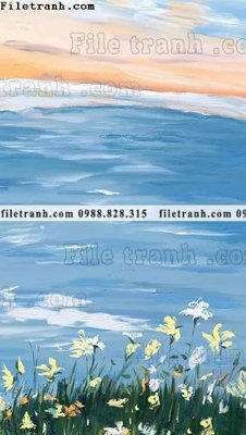 File in ấn buc tranh son dau hoa tiet nui va song 662 chuyên nghiệp