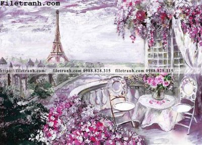 File in lụa buc tranh son dau hoa tiet phong canh Chau Au 102 (tân cổ điển) buc tranh son dau hoa tiet phong canh Chau Au 102