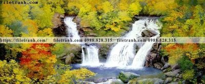 File gốc buc tranh son dau phong canh thac nuoc 200 (in lụa) tranh mã đáo