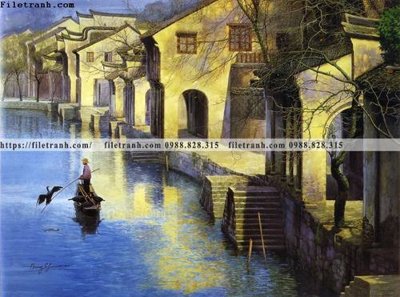 File tranh buc tranh son dau phong canh thac nuoc 214 (gốc) chủ đề động vật