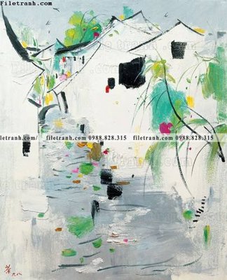 Hình ảnh file gốc in trần nhà buc tranh son dau phong canh thac nuoc 223