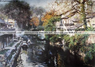 Tải file tranh gốc buc tranh son dau phong canh thac nuoc 236 chất lượng cao