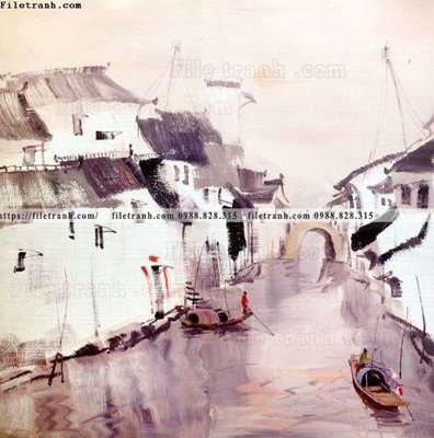 Download file gốc buc tranh son dau phong canh thac nuoc 250 (in lụa) cao cấp