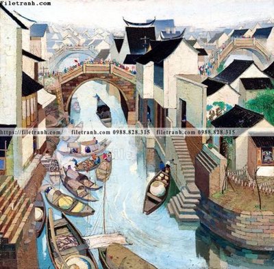 File PSD buc tranh son dau phong canh thac nuoc 251 (bản gốc) độ phân giải cao