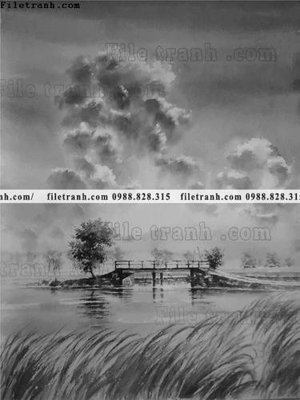 Hình ảnh file gốc in trần nhà buc tranh son dau phong canh vector 1568