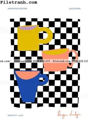 Ảnh gốc buc tranh truu tuong mau xanh va trang cua Phap 114 (độ nét cao) in tráng gương