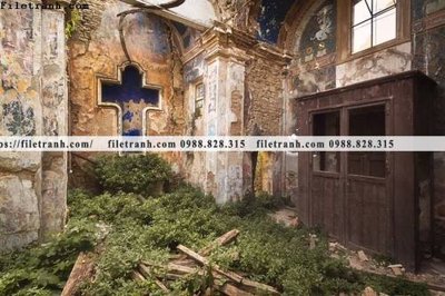 File tranh buc tranh ve nhung ngoi nha do nat o My 118 (bản gốc) in canvas