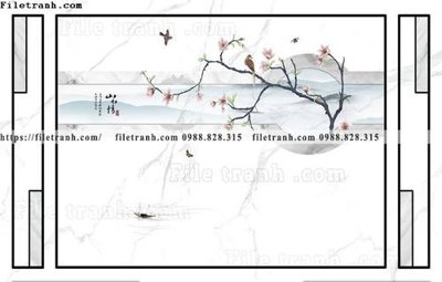 File tranh buc tuong nen hoa va chim phao chi 305 (bản gốc) treo phòng ăn