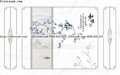 File PSD in ấn buc tuong nen hoa va chim phao chi 315 (chất lượng cao)