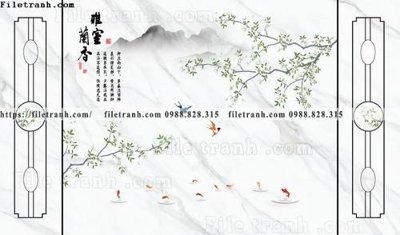 File gốc buc tuong nen hoa va chim phao chi 318 (in tráng gương) hiện đại