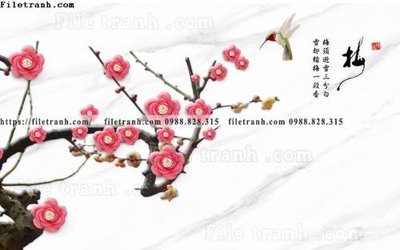 File tranh gốc in trần nhà buc tuong nen hoa va chim phao chi 340 3D