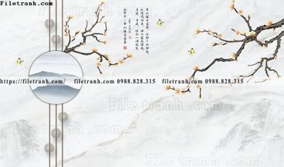 File PSD buc tuong nen hoa va chim phao chi 388 (gốc) tách lớp chi tiết