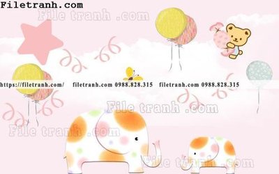File tranh buc tuong nen hoat hinh tre em320 (bản gốc) in lụa 5D