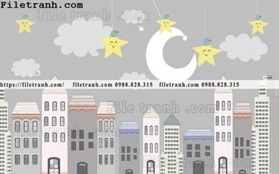 File in lụa buc tuong nen hoat hinh tre em526 (hoa văn) buc tuong nen hoat hinh tre em526