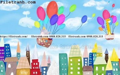 File in trần buc tuong nen hoat hinh tre em583 (bản gốc 3D) sống động