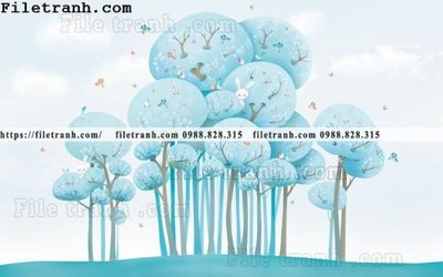 File tranh buc tuong nen hoat hinh tre em678 (gốc) in vải canvas