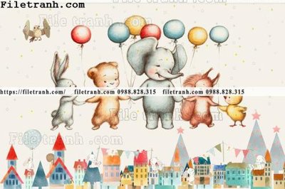File tranh buc tuong nen hoat hinh tre em682 (bản gốc) in canvas