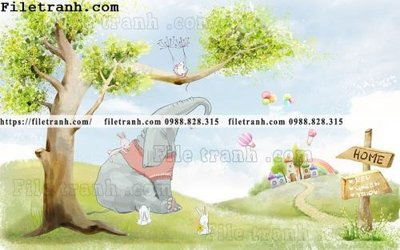 Ảnh gốc file in lụa buc tuong nen hoat hinh tre em717 chi tiết
