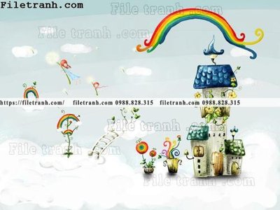 File gốc buc tuong nen hoat hinh tre em737 (vector) cho in ấn