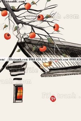 File tranh canh hoa man tai loc 631 (bản gốc) in lụa dán tường