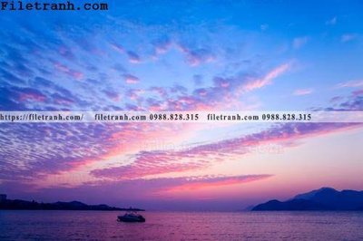 File tranh canh hoang hon tren bien 117 (gốc) phong cách tối giản