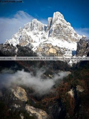 File tranh canh tuyet tren dinh nui 613 (ảnh gốc) sắc nét hoàn hảo