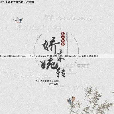 Tải file chim trung quoc thu phap 106 (gốc) làm tranh trang trí