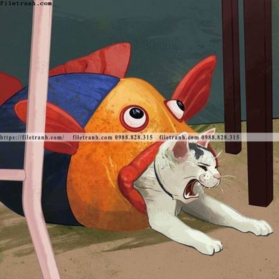 Hình ảnh file gốc in trần nhà chu meo ngo nghinh ve tay 531