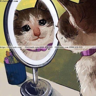 File tranh chu meo ngo nghinh ve tay 535 (gốc) chủ đề tĩnh vật