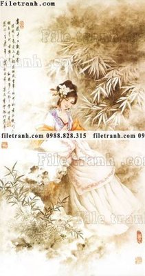 File gốc co gai trung quoc trang phuc co trang 605 (in lụa) trang trí tường