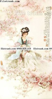 File tranh co gai trung quoc trang phuc co trang 606 (bản gốc) treo tường