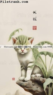 File gốc con meo truu tuong 116 (in lụa) cao cấp