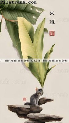 File tranh con meo truu tuong 117 (gốc) in vải canvas