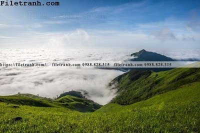 File tranh hinh anh dinh nui may va bien 112 (gốc) phong cách tối giản