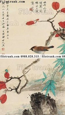 File tranh hinh anh hoa chim co 671 (file gốc) chủ đề phong thủy