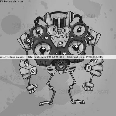 File tranh hinh anh robot steampunk 1508 (ảnh gốc) in trần 3D