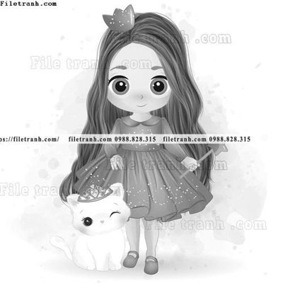 Download file gốc hinh anh vector co gai hoat hinh 1514 (in lụa) cao cấp