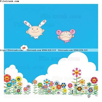 Download file gốc hoa mat troi hoat hinh 514 (in lụa) tranh 3D