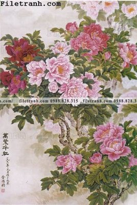 File gốc hoa mau don ve tay 147 (in tráng gương) nghệ thuật