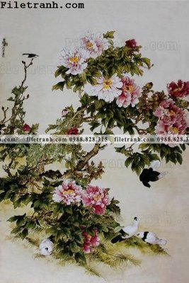 Download file gốc hoa mau don ve tay 158 (in mica) trang trí