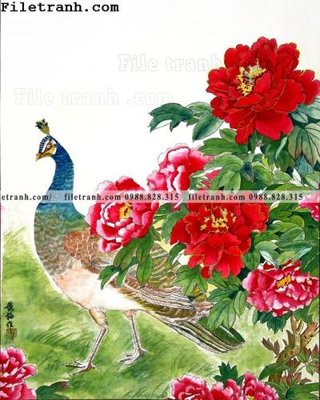 File tranh in tráng gương hoa mau don ve tay 160 (siêu nét)