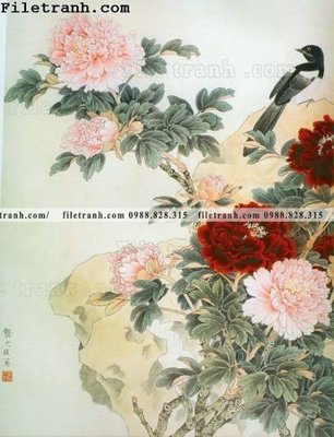 File tranh hoa mau don ve tay 161 (gốc) in trên kính