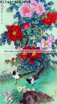 File tranh hoa mau don ve tay 165 (file gốc) chủ đề phong thủy